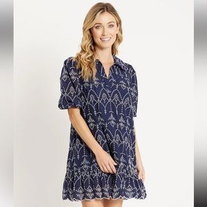 Jude Connally Phoebe Cotton Embroidered Dress - Size Large